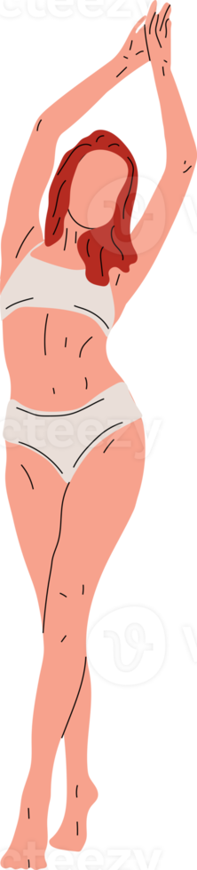 Young beautiful slim woman in underwear in full growth posing isolated background. png