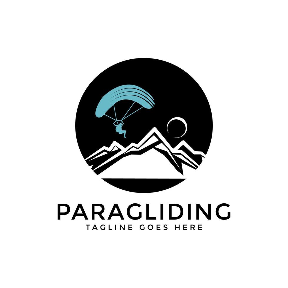 High Adventure Paragliding logo design inspiration. Paragliding logo design vector