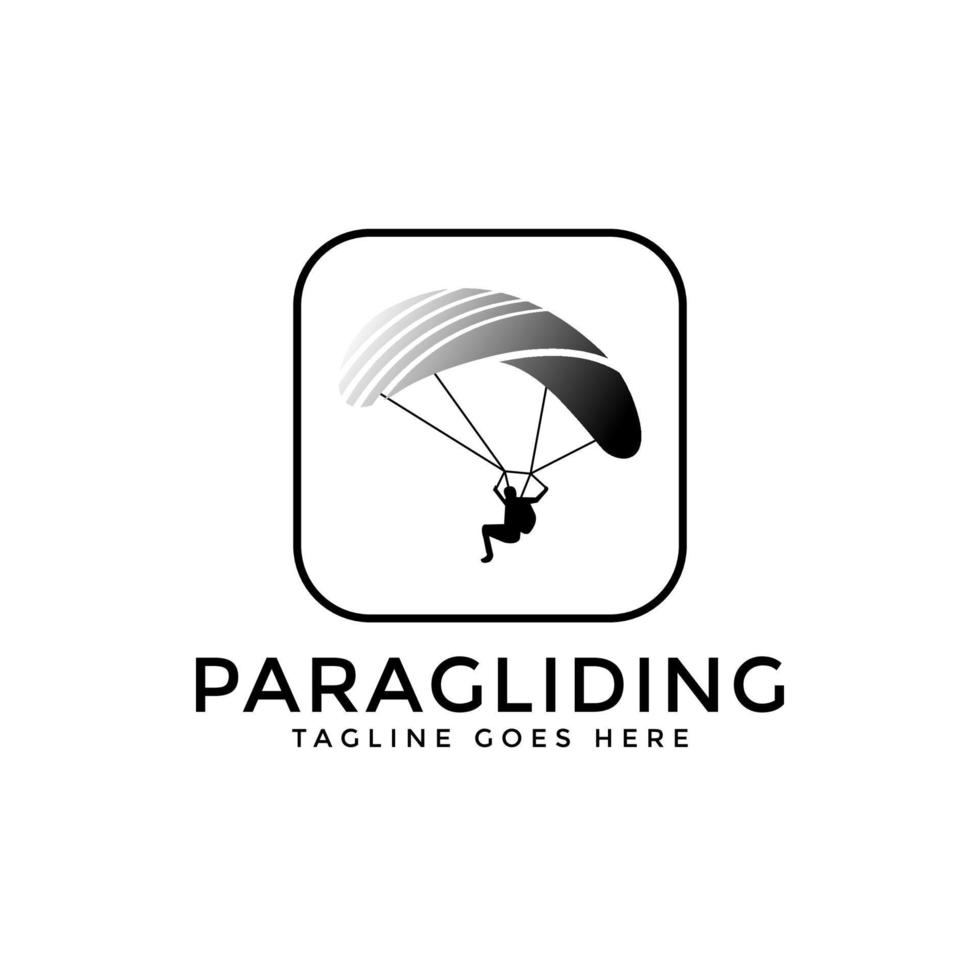 Inspiración en el diseño del logotipo de parapente de alta aventura. diseño de logotipo de parapente vector