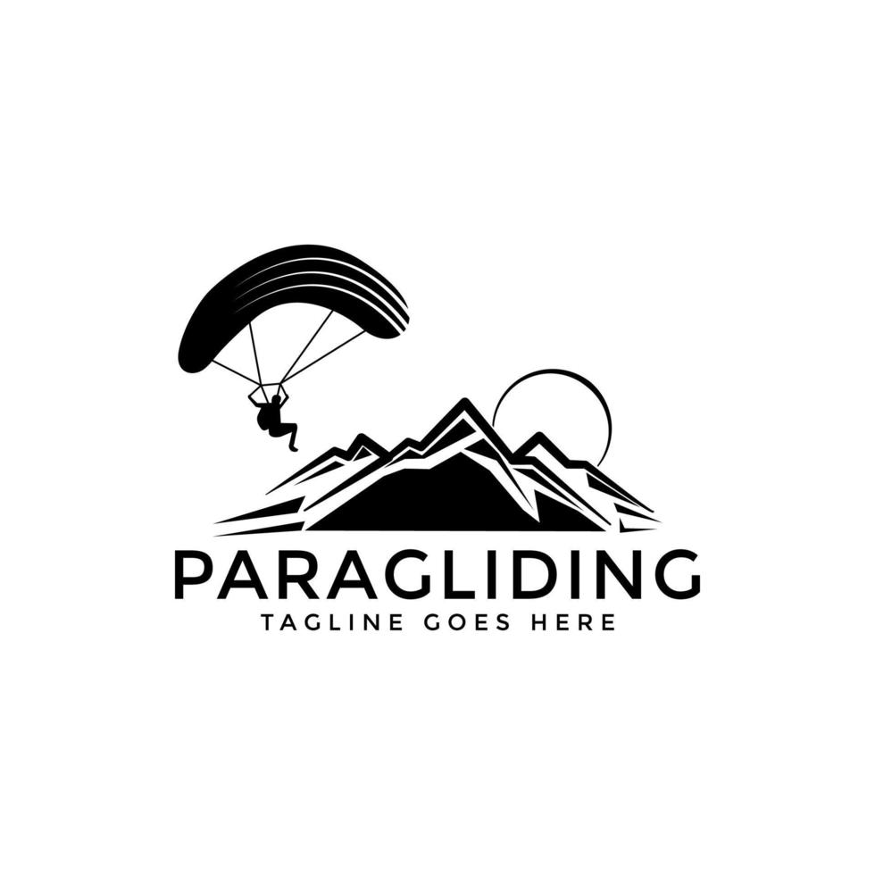 Inspiración en el diseño del logotipo de parapente de alta aventura. diseño de logotipo de parapente vector