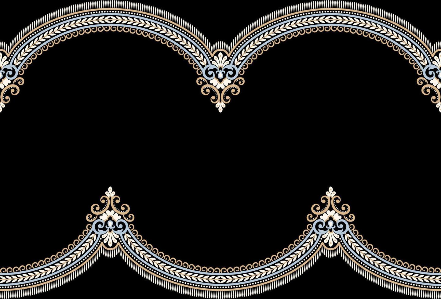Seamless floral border on black background vector