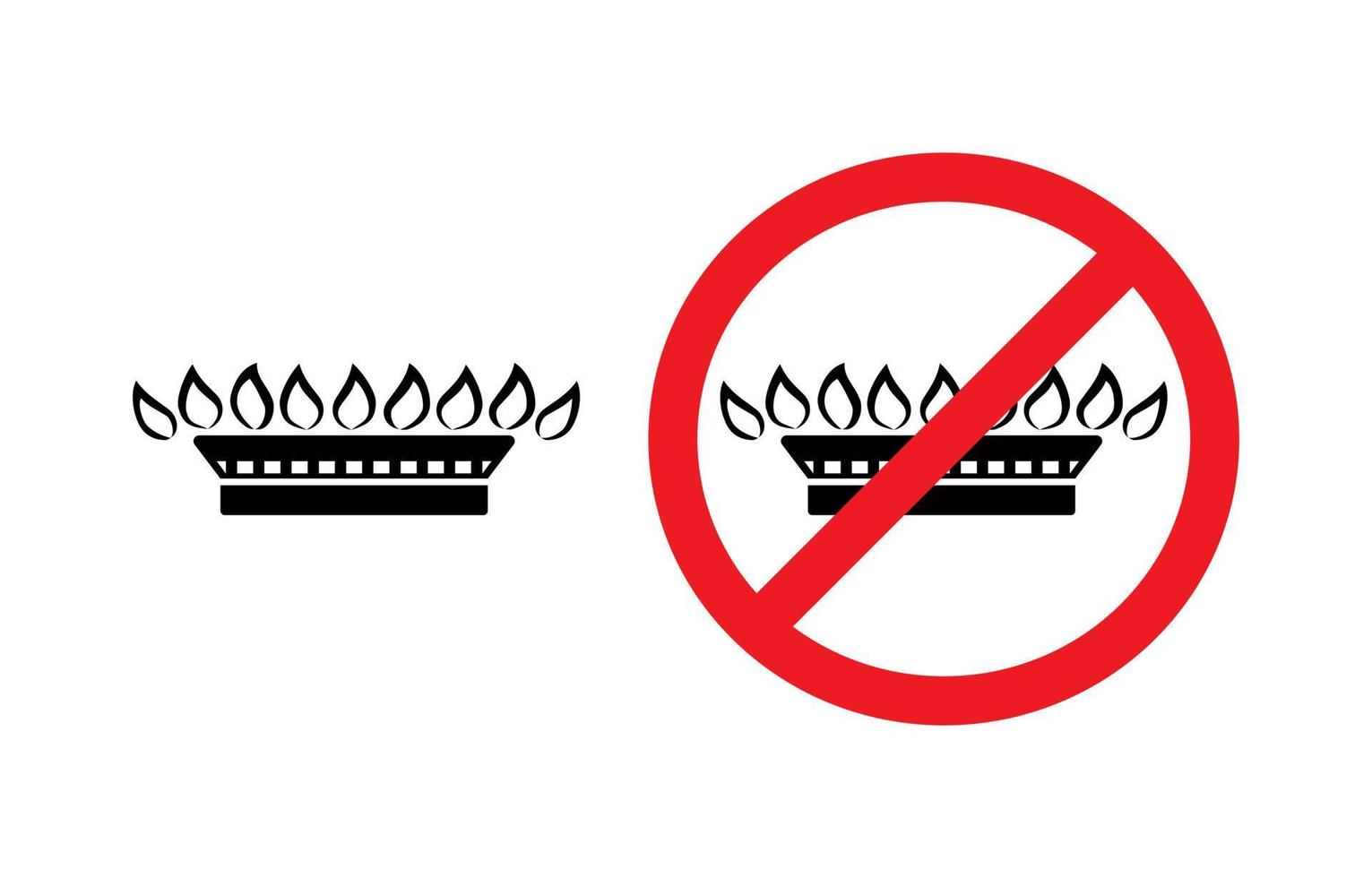 icono de gas y sin gas. quemadores de estufa de gas natural. Restricciones al uso de gas en viviendas e industrias. una señal de reducción de costos. ilustración vectorial aislada vector