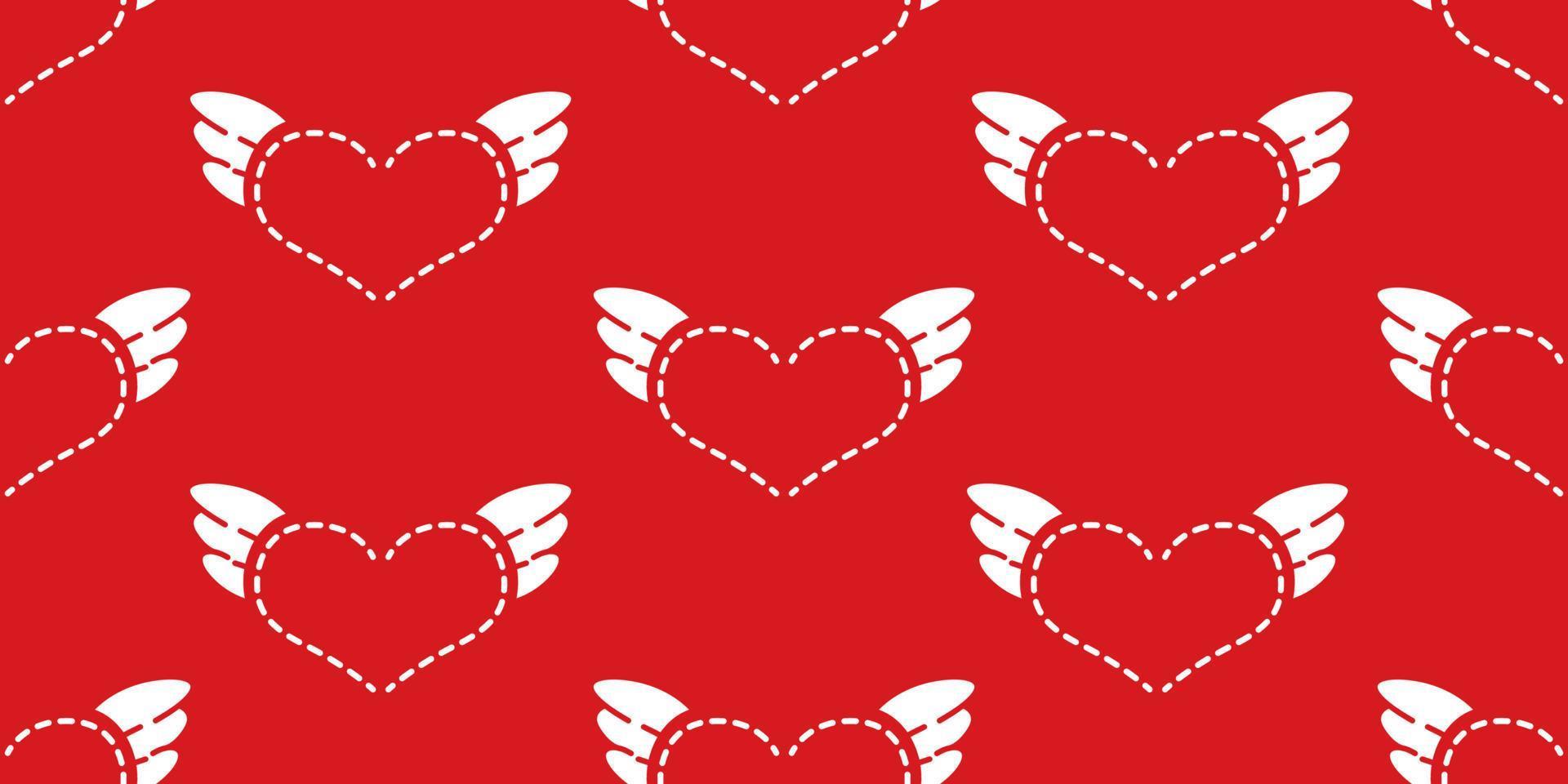 hermoso patrón rojo. corazón con una ilustración de dibujos animados de alas. mosca del corazón con alas de ángel en estilo garabato. lindo corazón para decorar la tarjeta de boda para el día de san valentín y el concepto de amor. vector