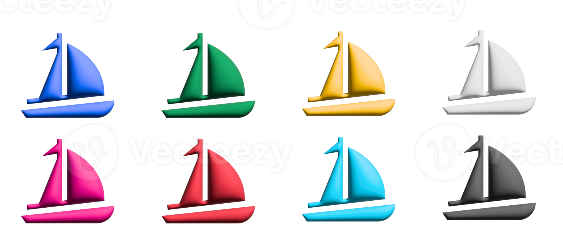 zeilboot pictogrammen in vlak ontwerp met elementen voor mobiel concepten en web apps. verzameling modern infographic en pictogram. png