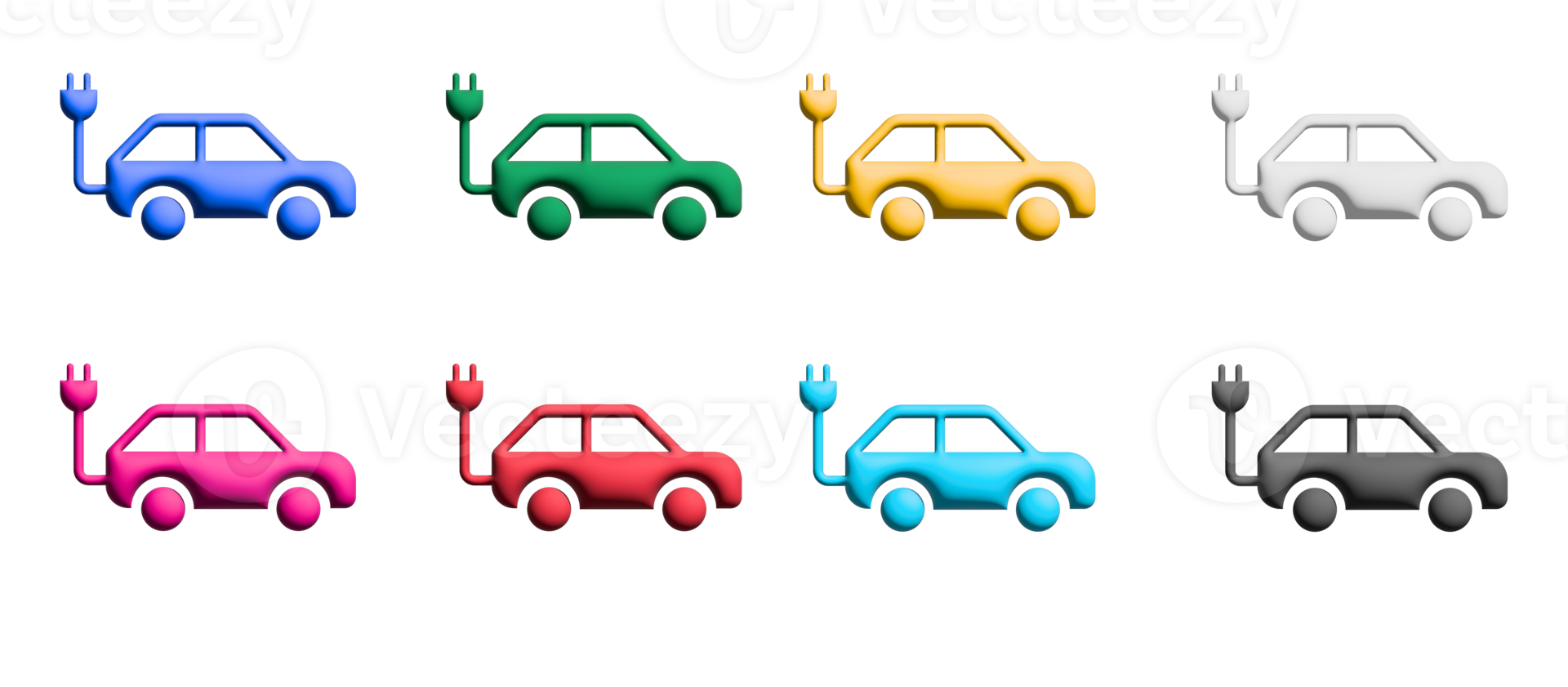 ícones de carregador de bateria de carro em design plano com elementos para conceitos móveis e aplicativos da web. coleção infográfico moderno e pictograma. png