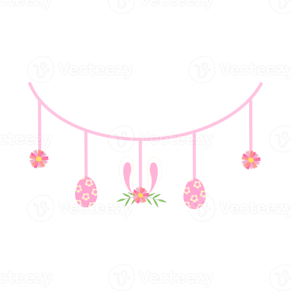rosa kanin öron med påsk ägg dekoration png