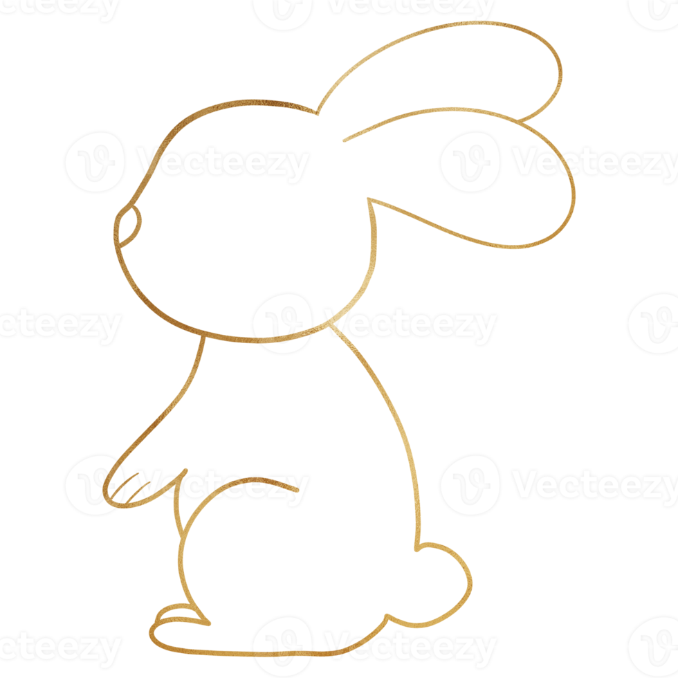 Golden Rabbit Sitting Outlined png