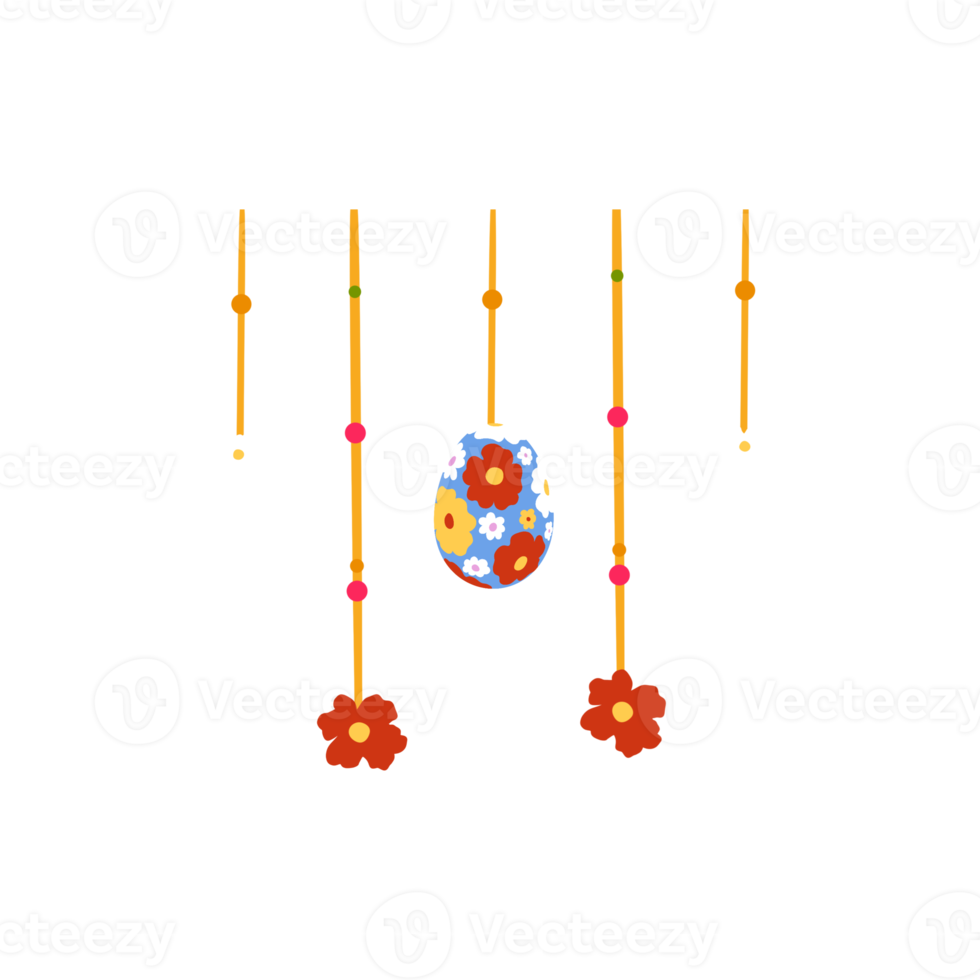 oeuf de pâques avec décoration florale png