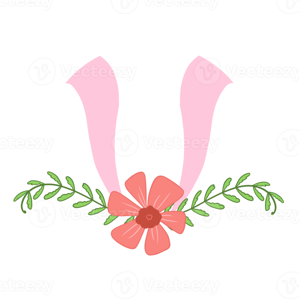 Rabbit Ears With Flower png