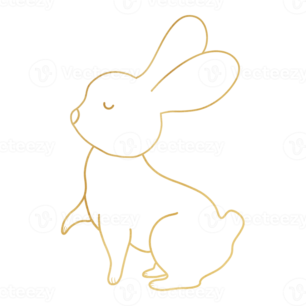 Elegant Golden Rabbit Outlined png
