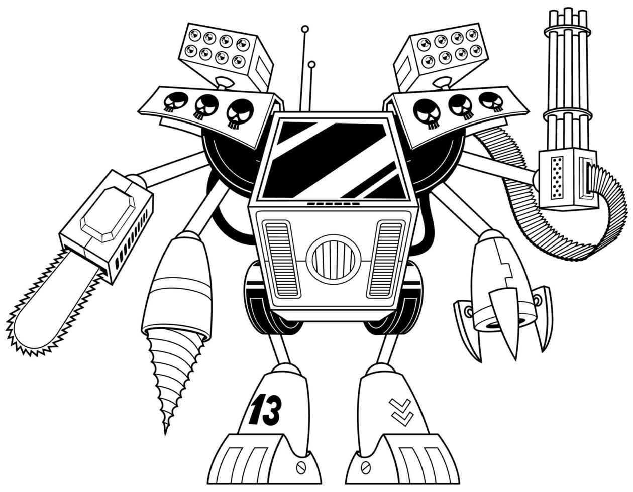 Killer Robot Line Art vector