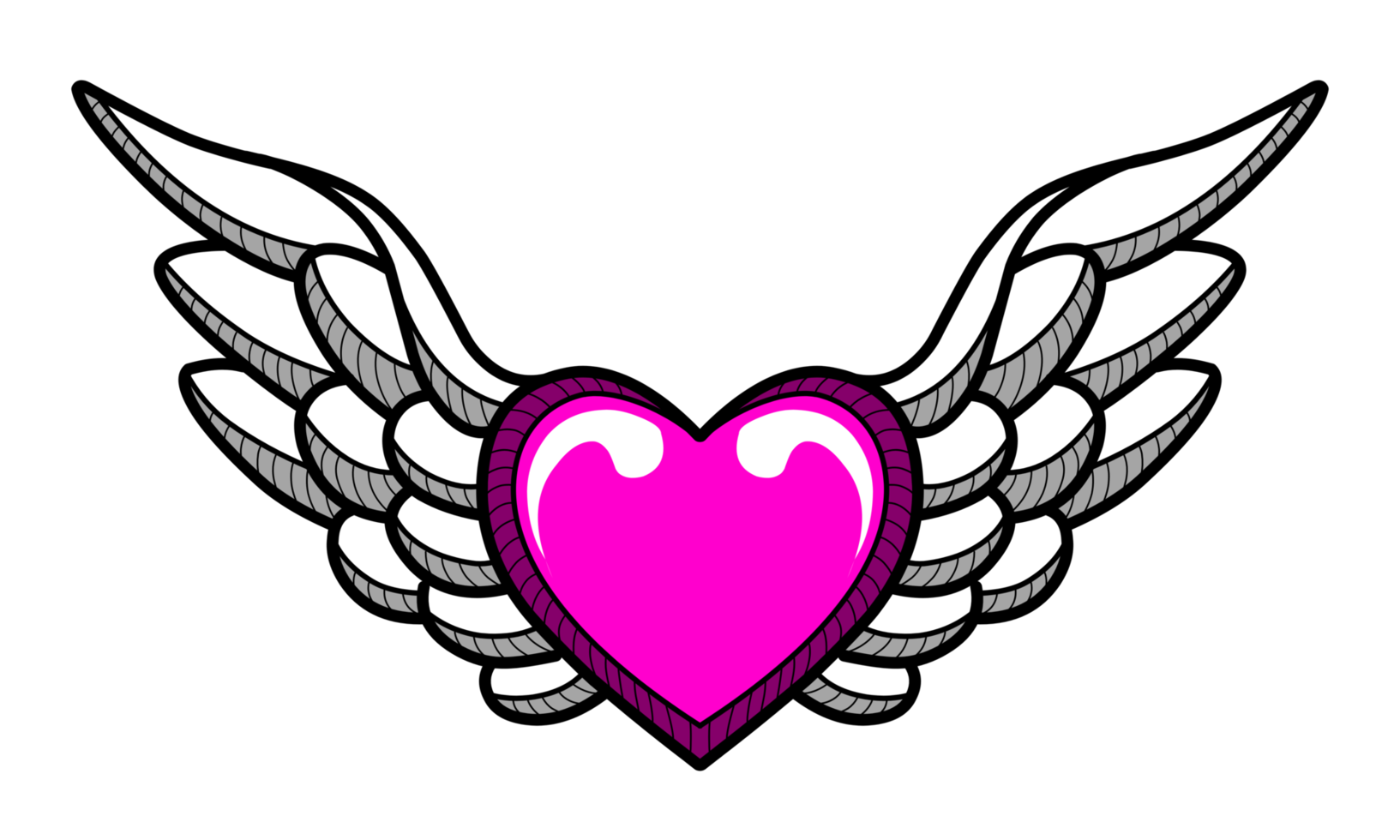 coeur avec conception d'illustration d'ailes png