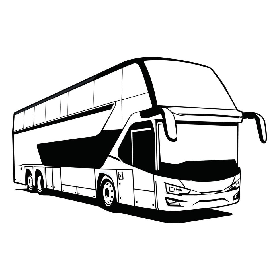 autobús de la ciudad de diseño vectorial en blanco y negro vector