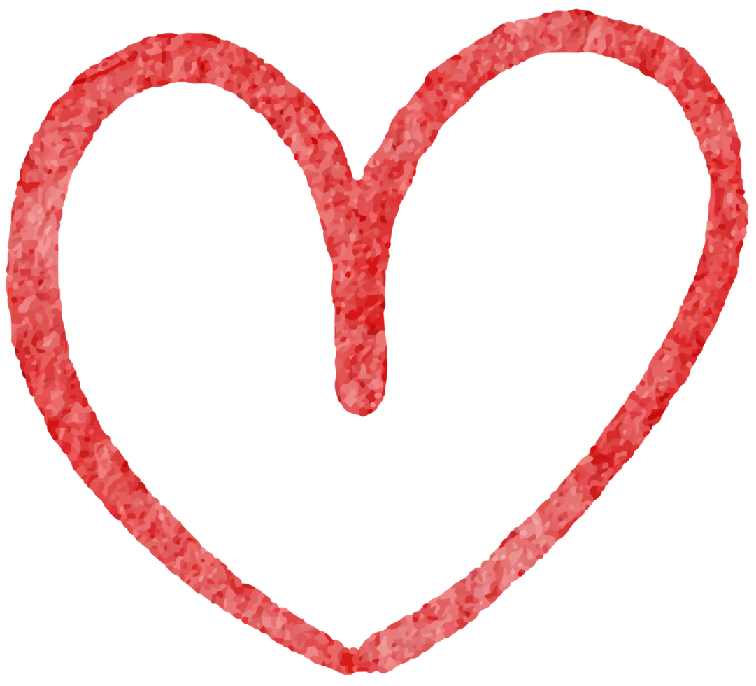 Hand drawn red hearts shape in watercolor style for romantic printing or decorations png