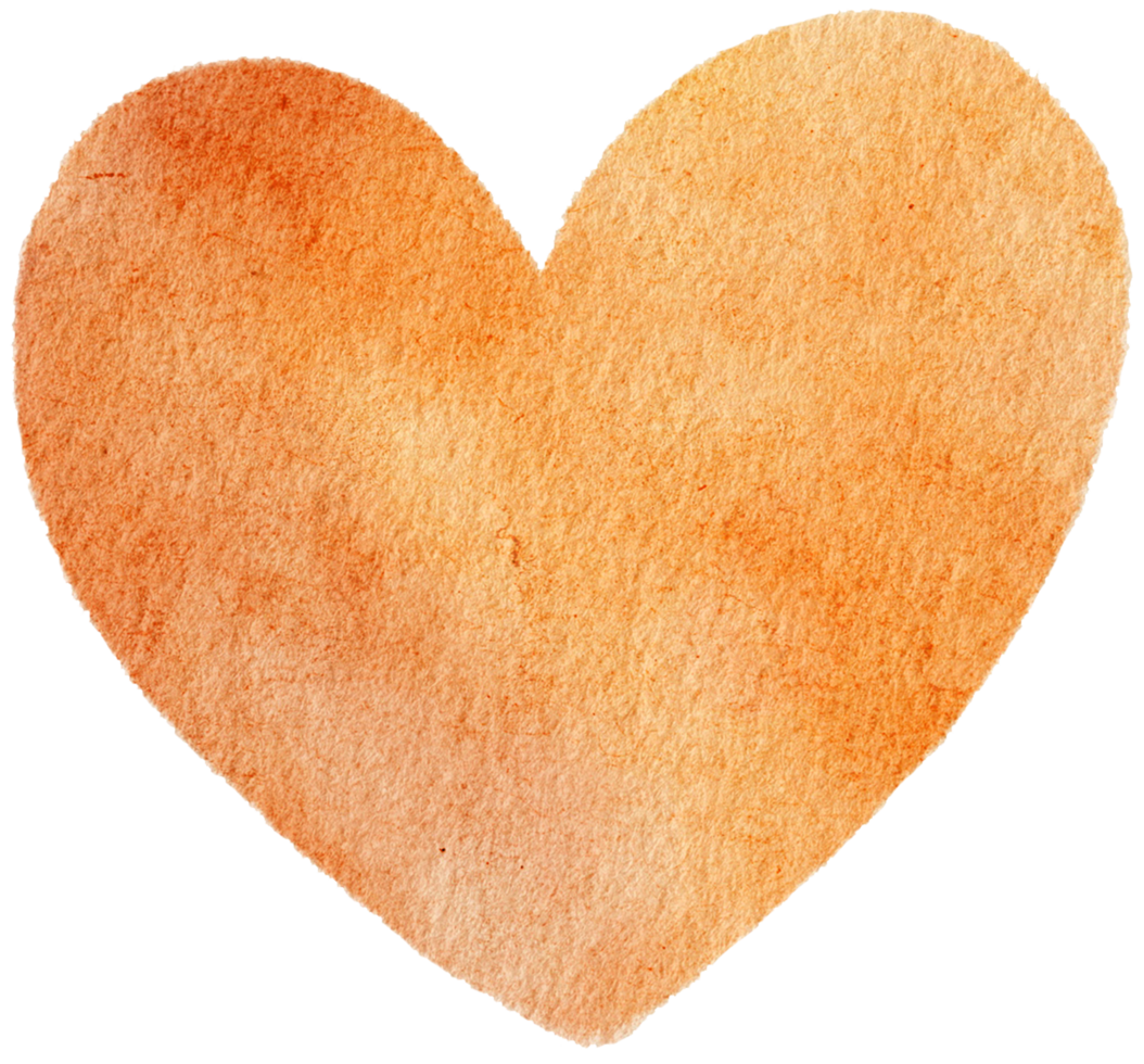Hand drawn yellow hearts shape in watercolor style for romantic printing or decorations png