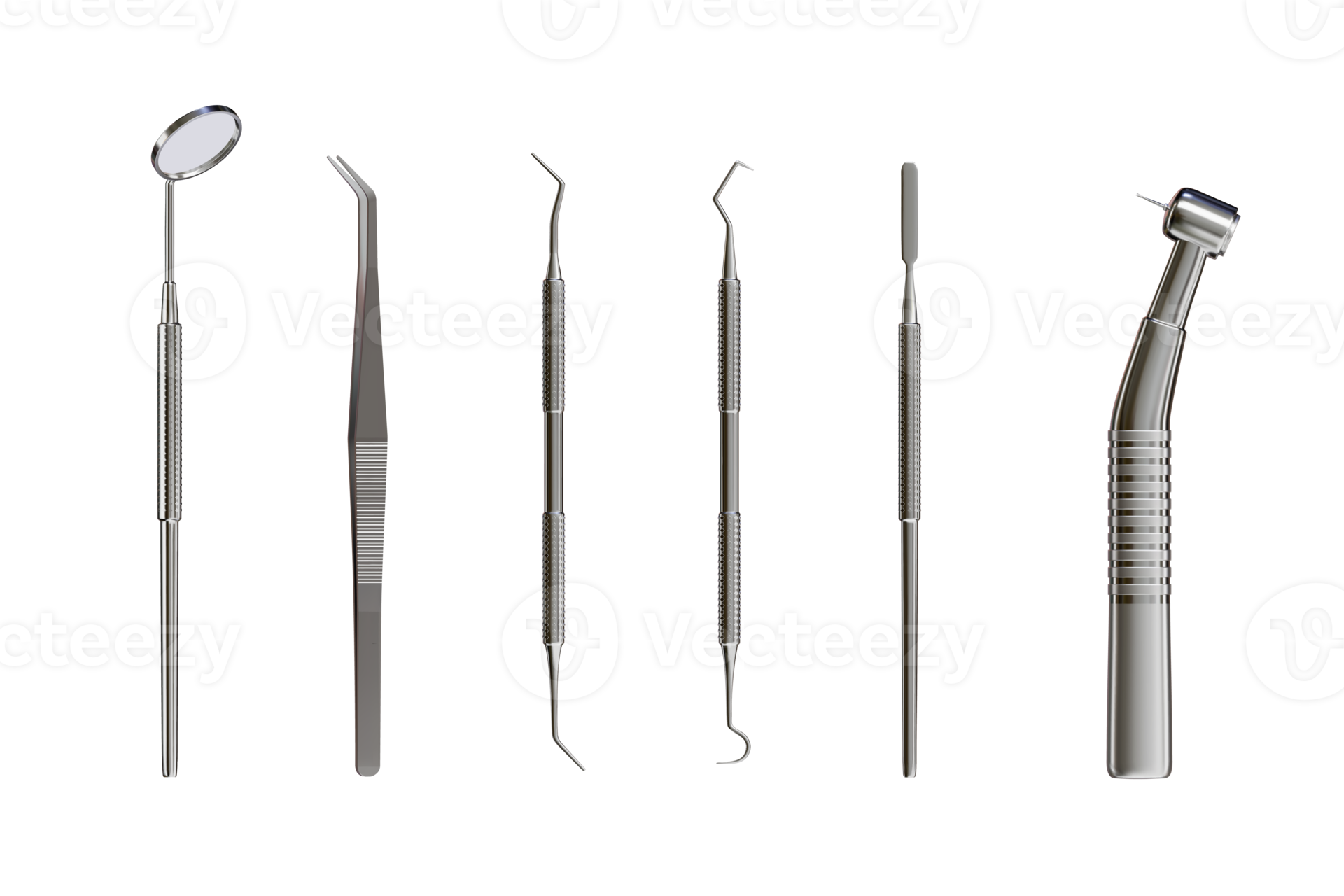 3d realistic professional dental tools set for dentistry inspection