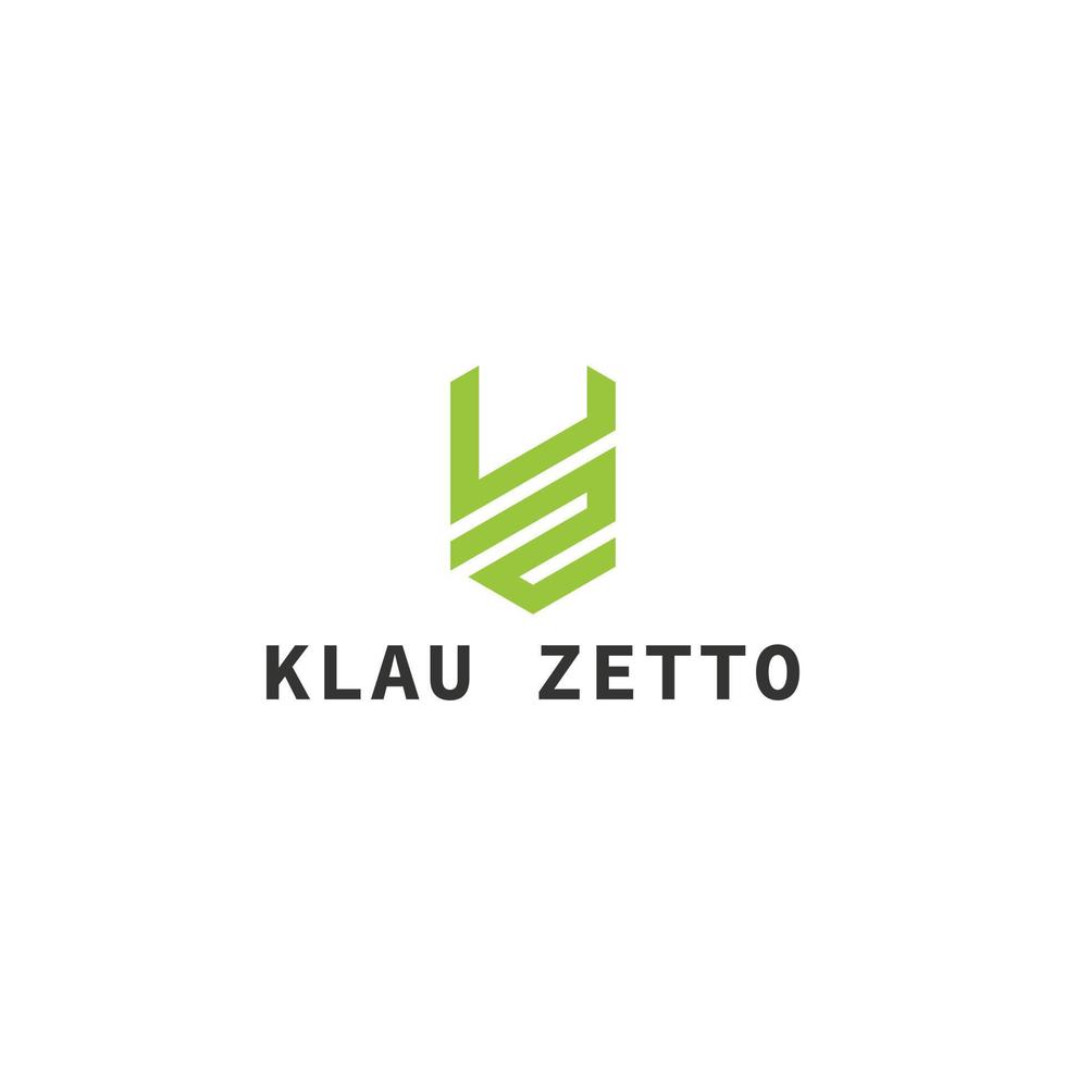 Abstract initial letter KZ or ZK logo in green color isolated in white background applied for adventure outdoor industry logo also suitable for the brands or companies have initial name ZK or KZ. vector