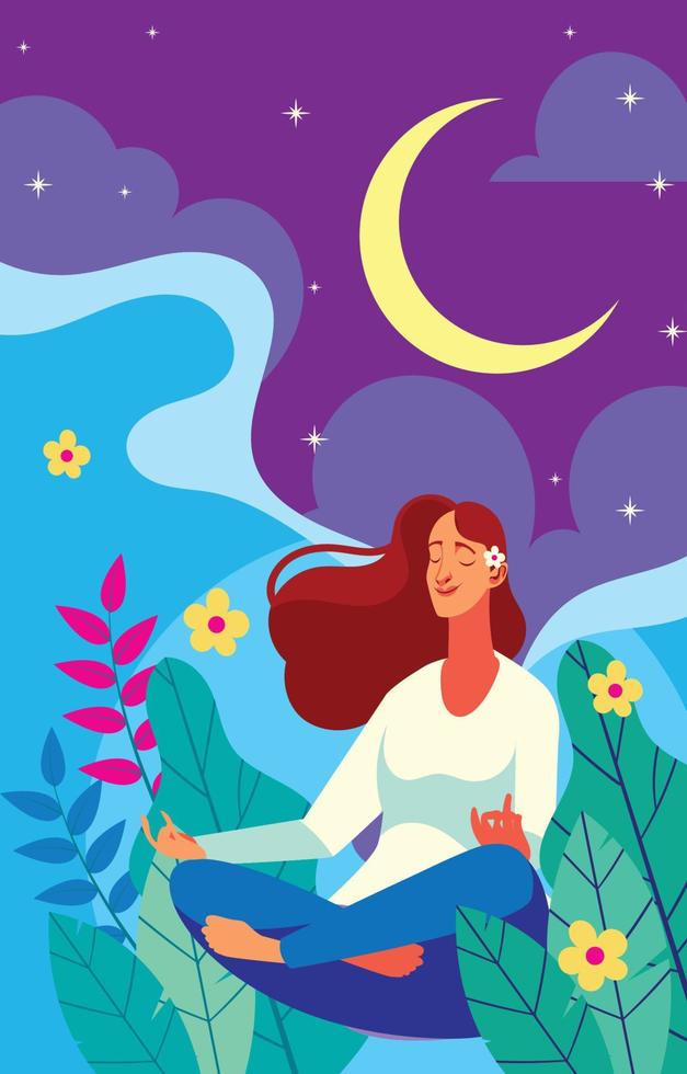 Beautiful Woman in A Deep Meditation vector