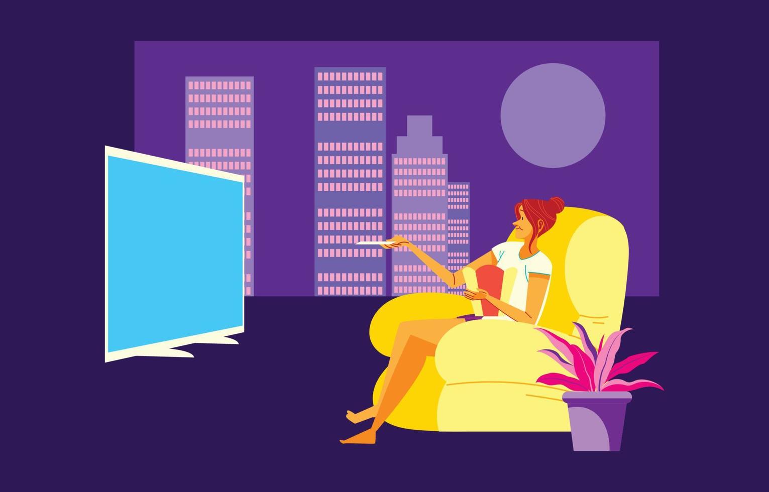 Movie Time with Popcorn vector