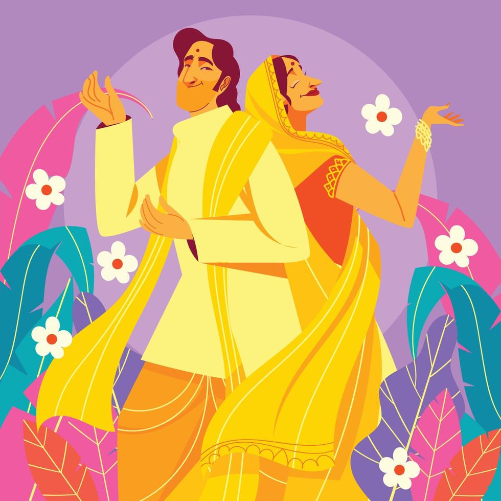 feliz pareja india en matrimonio vector