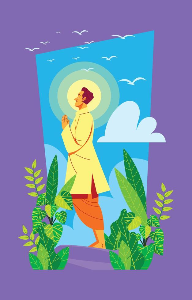 A Man in A Standing Meditation vector