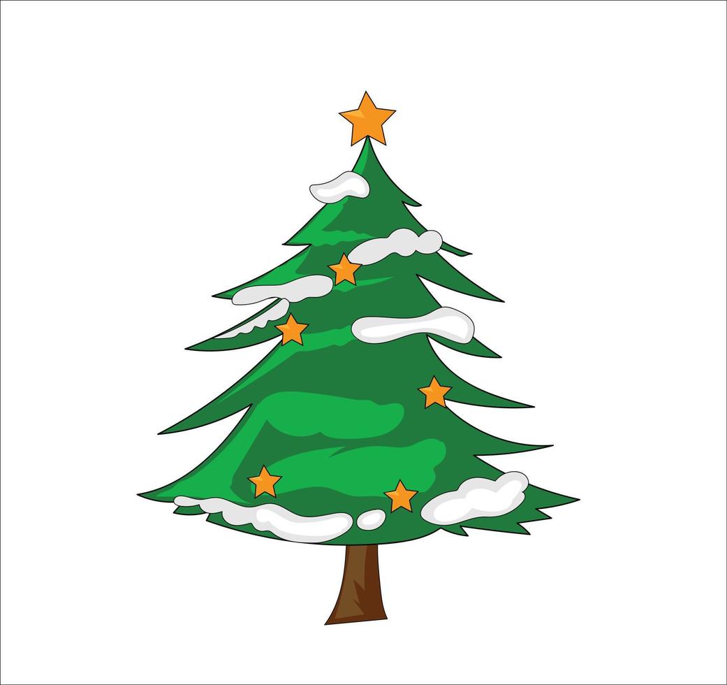 Ilustración de vector de árbol de Navidad sobre fondo blanco