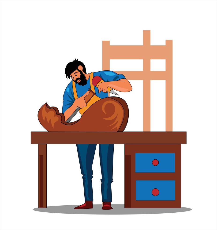 Craftsman carpenter vector illustration on white background