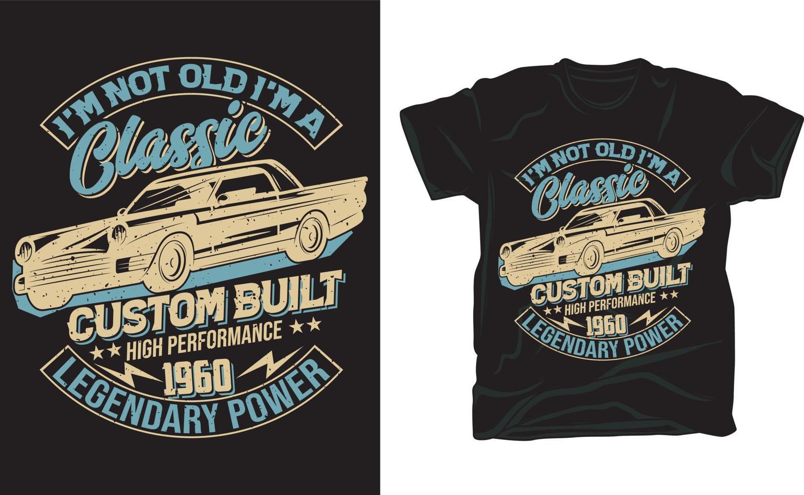 Classic car t-shirt design vector