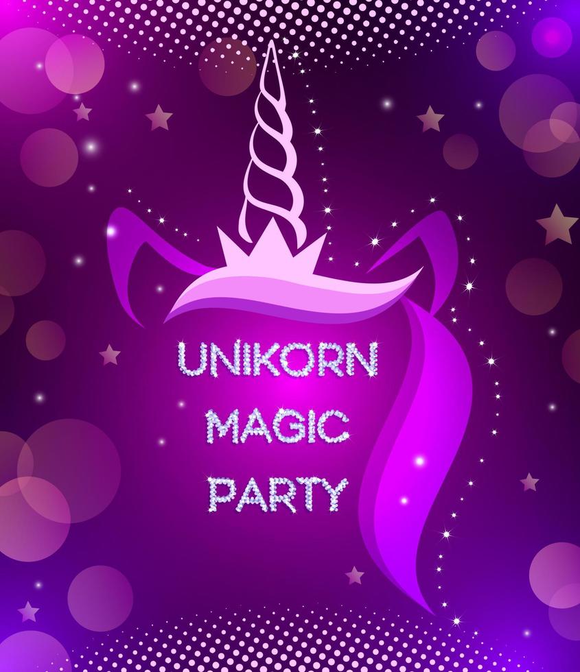 Background with the head of a magical unicorn. vector