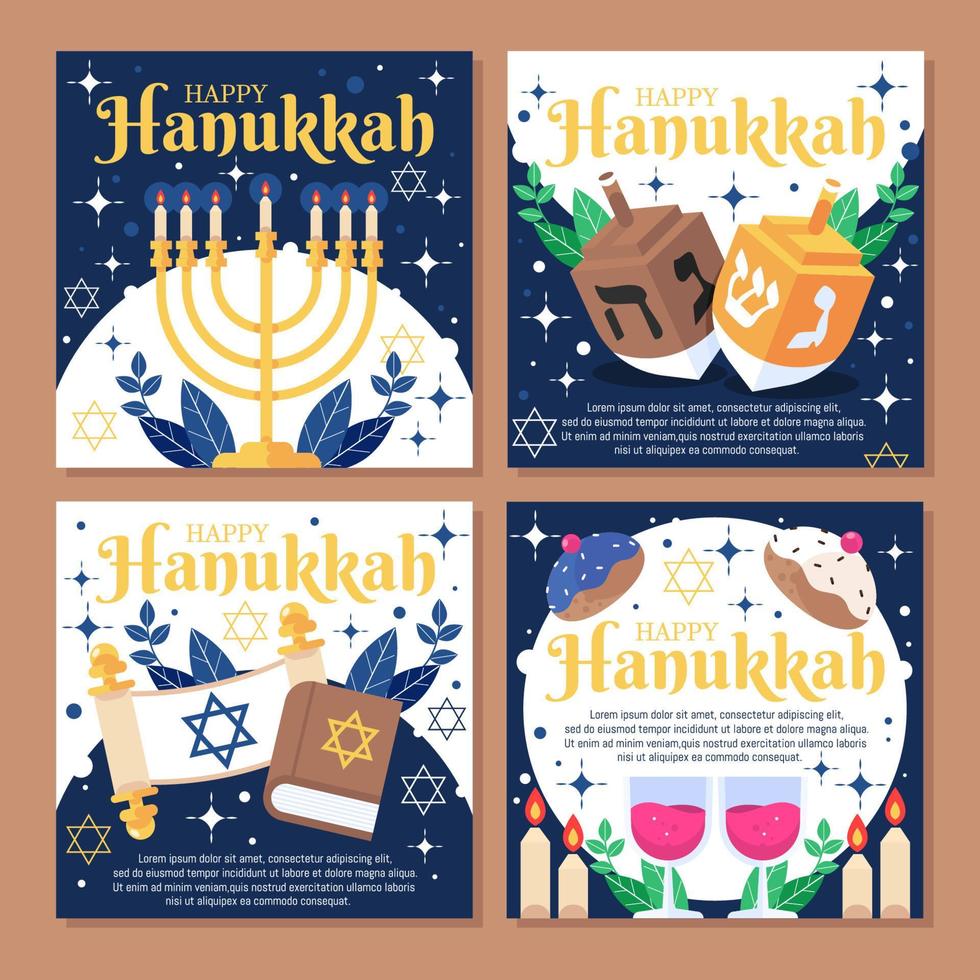 festival de hanukkah con plantilla de adornos vector