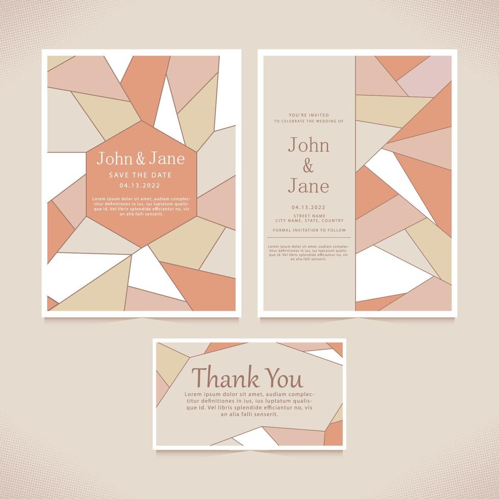 Abstract Shapes With Soft Color Weeding Invitation Template vector