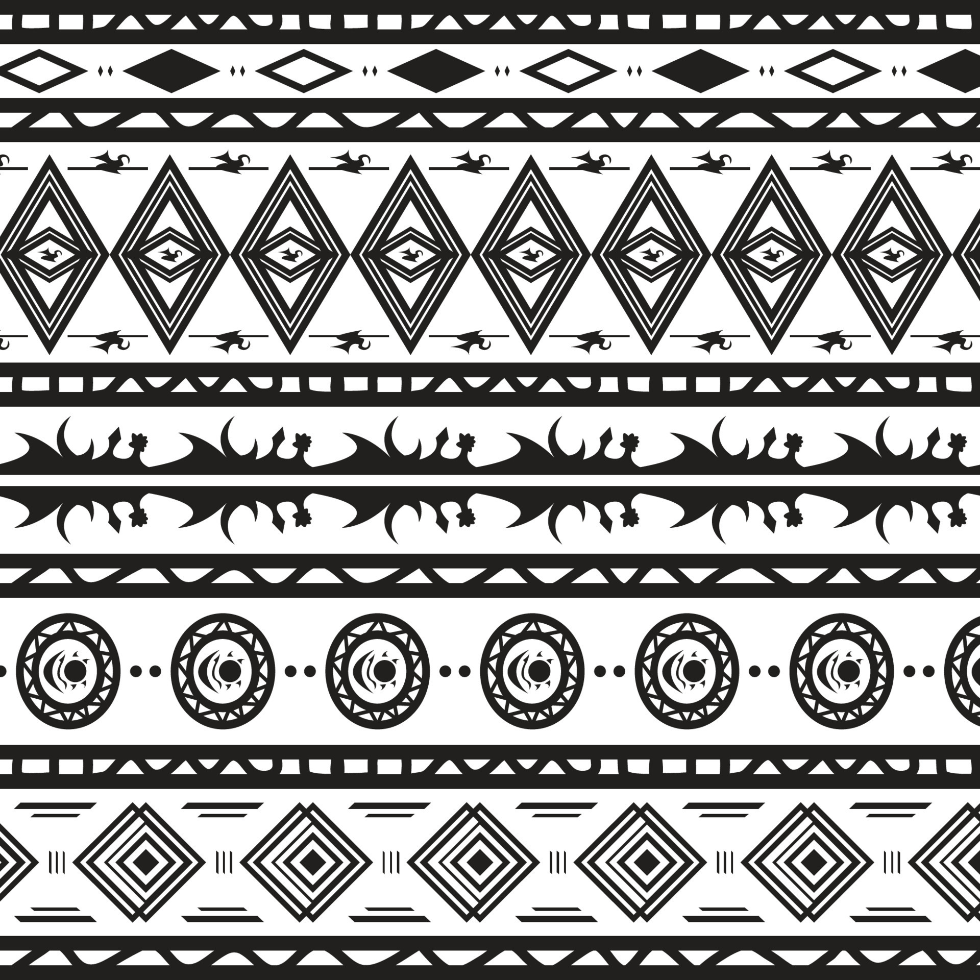 traditional art custom made, ethnic jungle tribal hunter pattern black ...