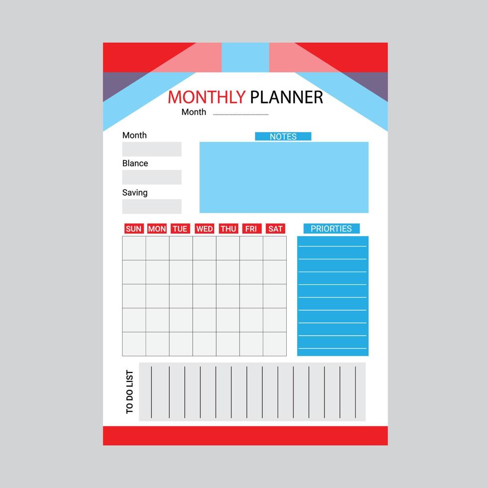 Monthly Budget Planner Template Design vector
