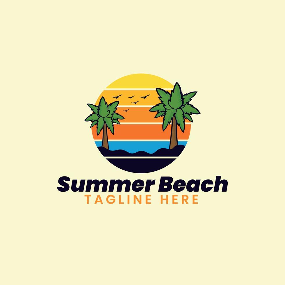 Summer Beach Tourism Island Resort Logo Design vector