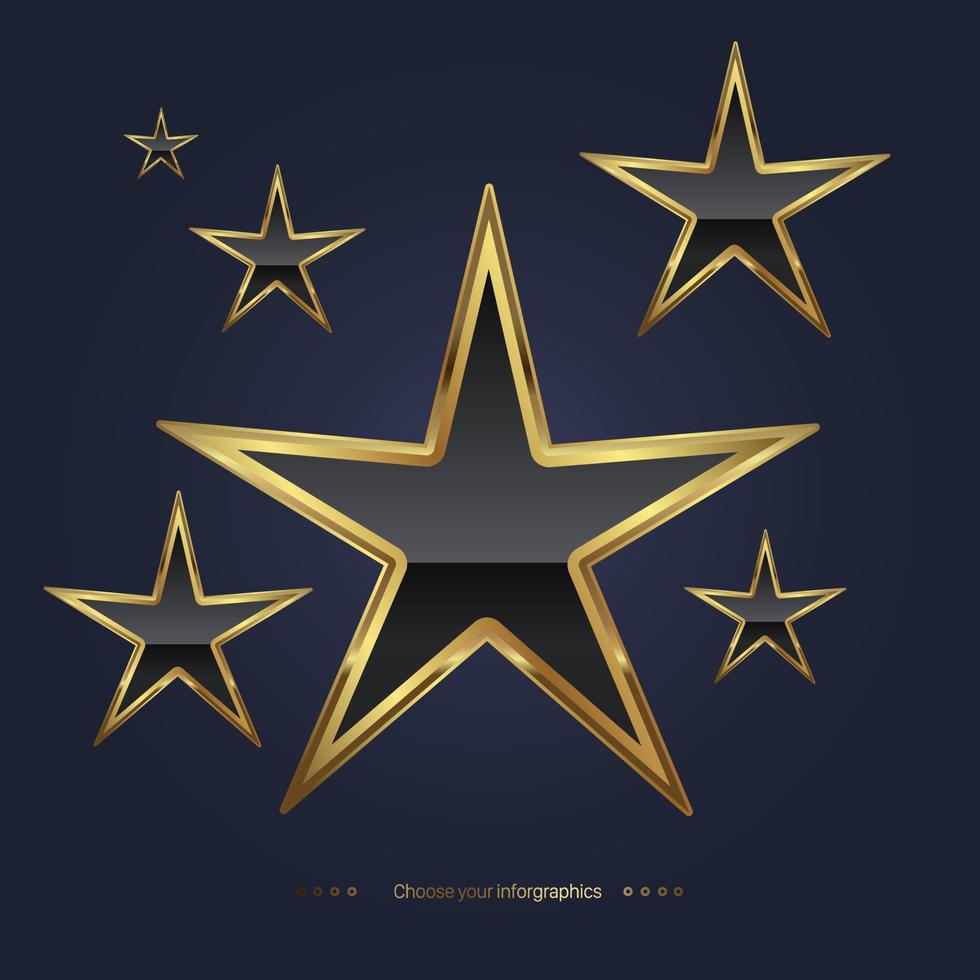 gold premium stars on gradient blue background use as congrats banner, winner prize concepts design. vector