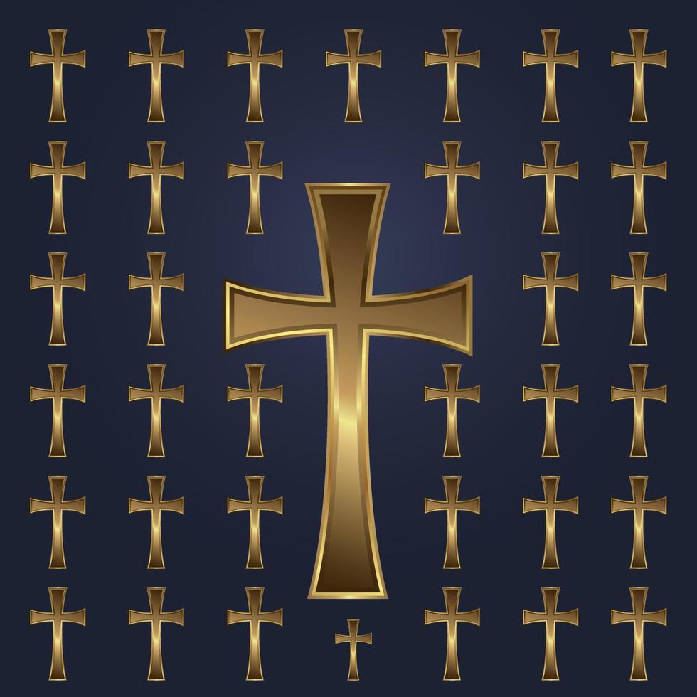 Set of holy cross symbol with gold color, Premium holy cross icon ...
