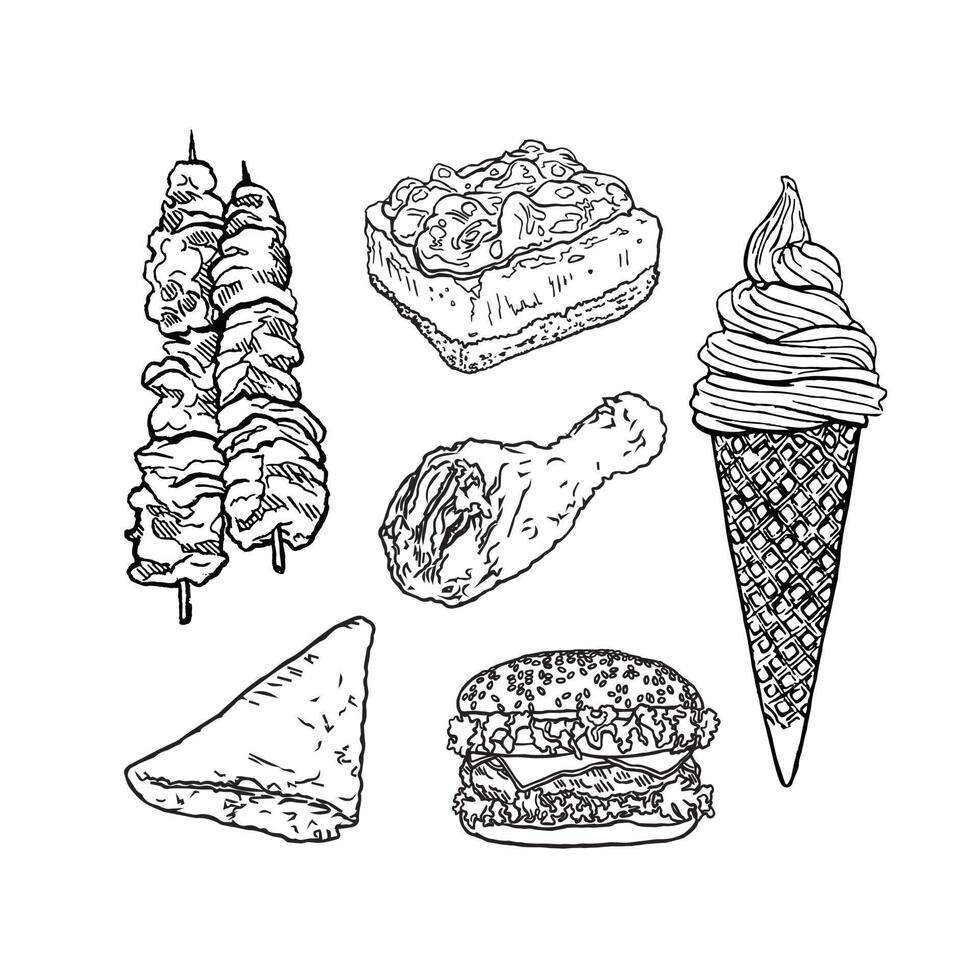 Sketch fast food vector