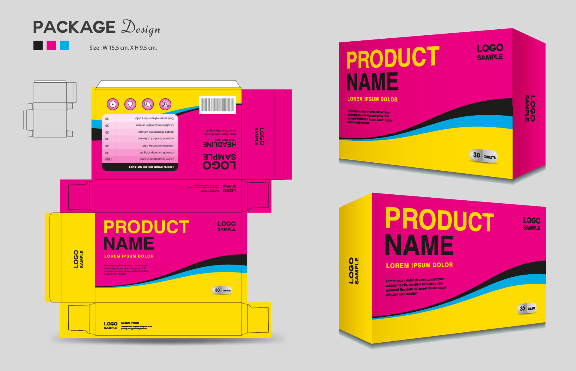 Cosmetic box design, Medical Package design template, Supplements Box