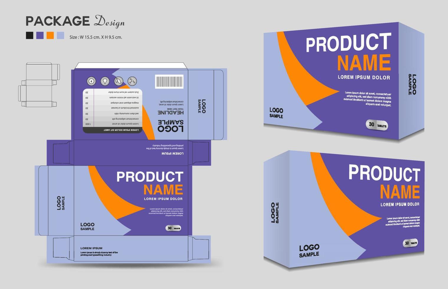 suplementos y diseño de caja cosmética, plantilla de diseño de paquete, esquema de caja, diseño de caja, diseño de etiqueta, etiqueta de salud, vector de idea creativa de diseño de empaque, maqueta realista