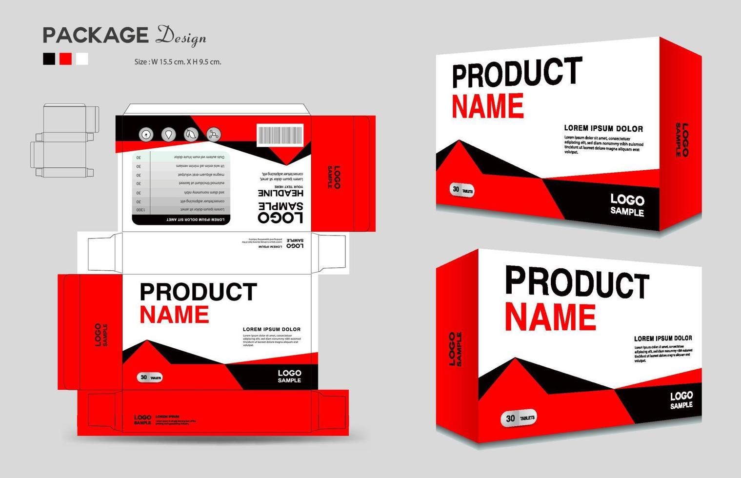 Cosmetic box design, Medical Package design template, Supplements Box Packaging design, Label design, healthcare label, packaging creative idea vector, box outline, 3d box realistic mock-up, vector