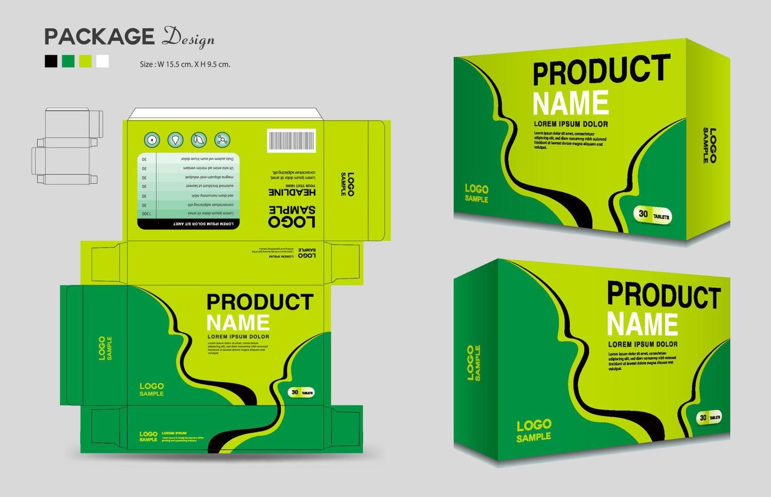 Cosmetic box design, Medical Package design template, Supplements Box Packaging design, Label design, healthcare label, packaging creative idea vector, box outline, 3d box realistic mock-up, vector