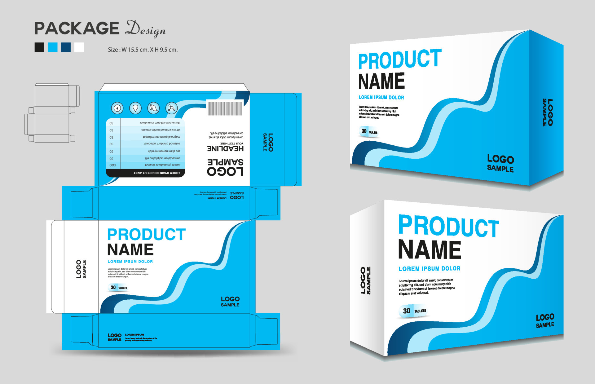 Cosmetic box design, Medical Package design template, Supplements Box