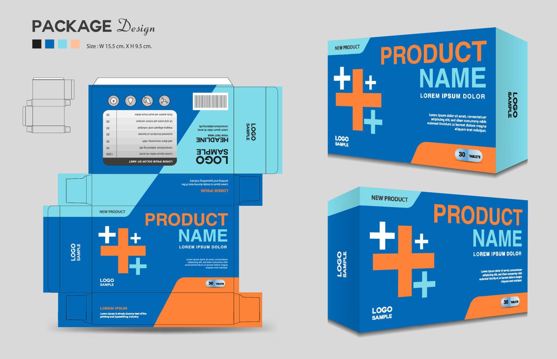 Supplements and Cosmetic box design Package design template box