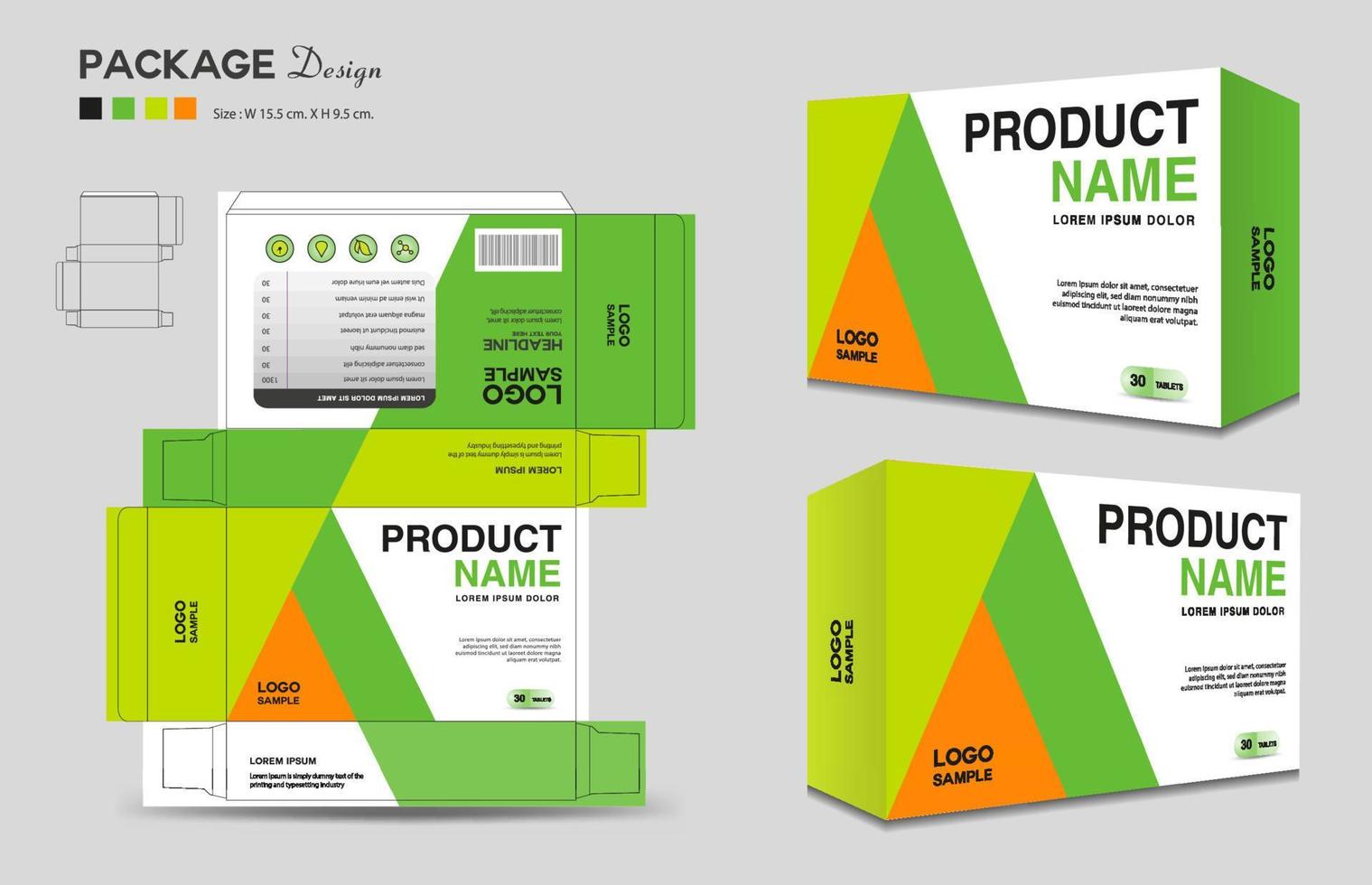 Supplements and Cosmetic box design, Package design template, box outline, Box Packaging design, Label design, healthcare label, packaging design creative idea vector, realistic mock-up vector