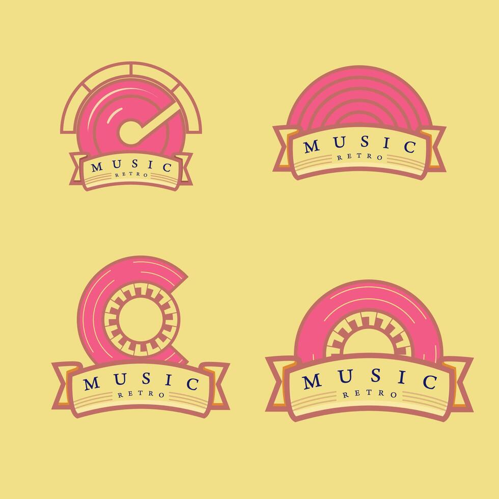 establecer logo música estilo retro vector