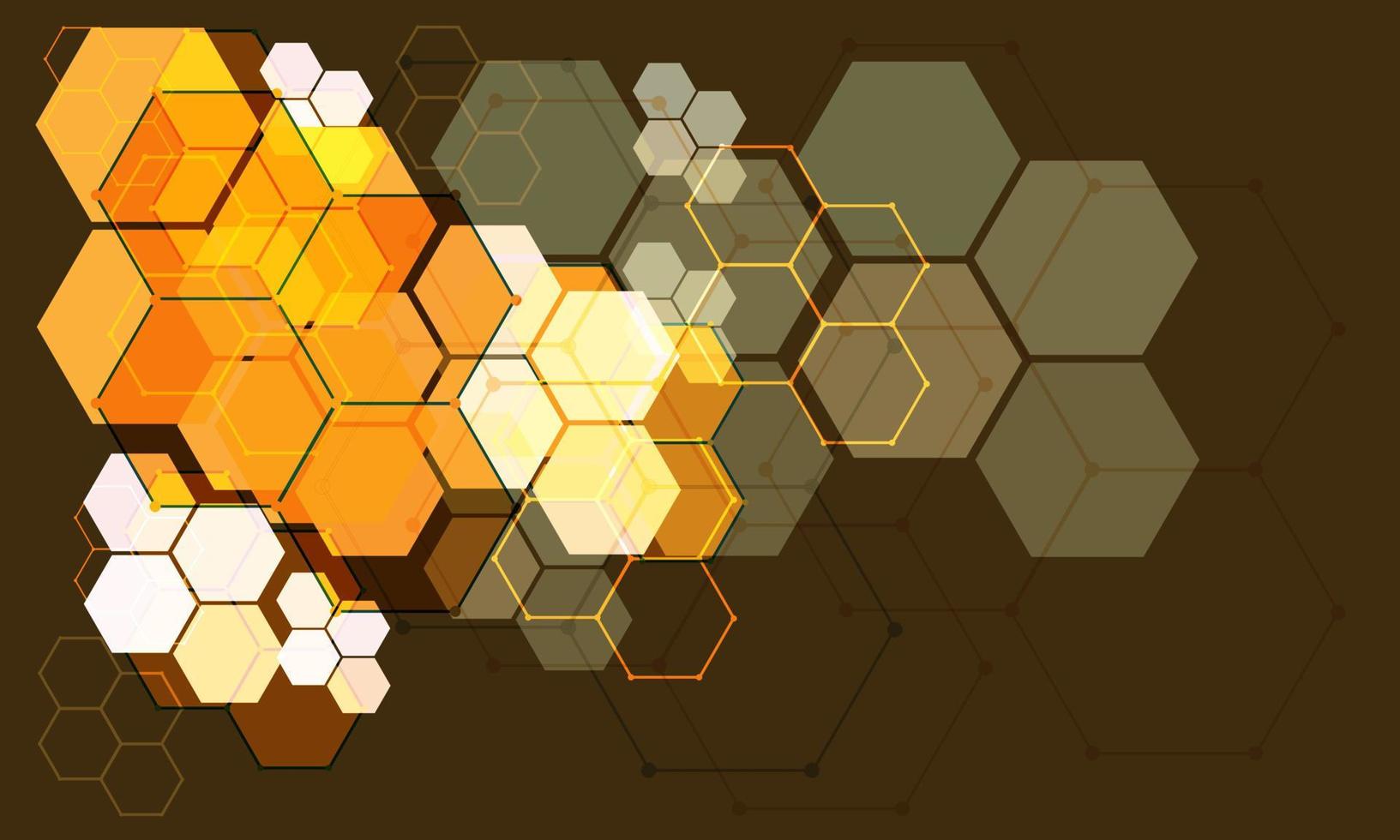 Abstract yellow white hexagon light technology futuristic geometric design modern on brown background vector