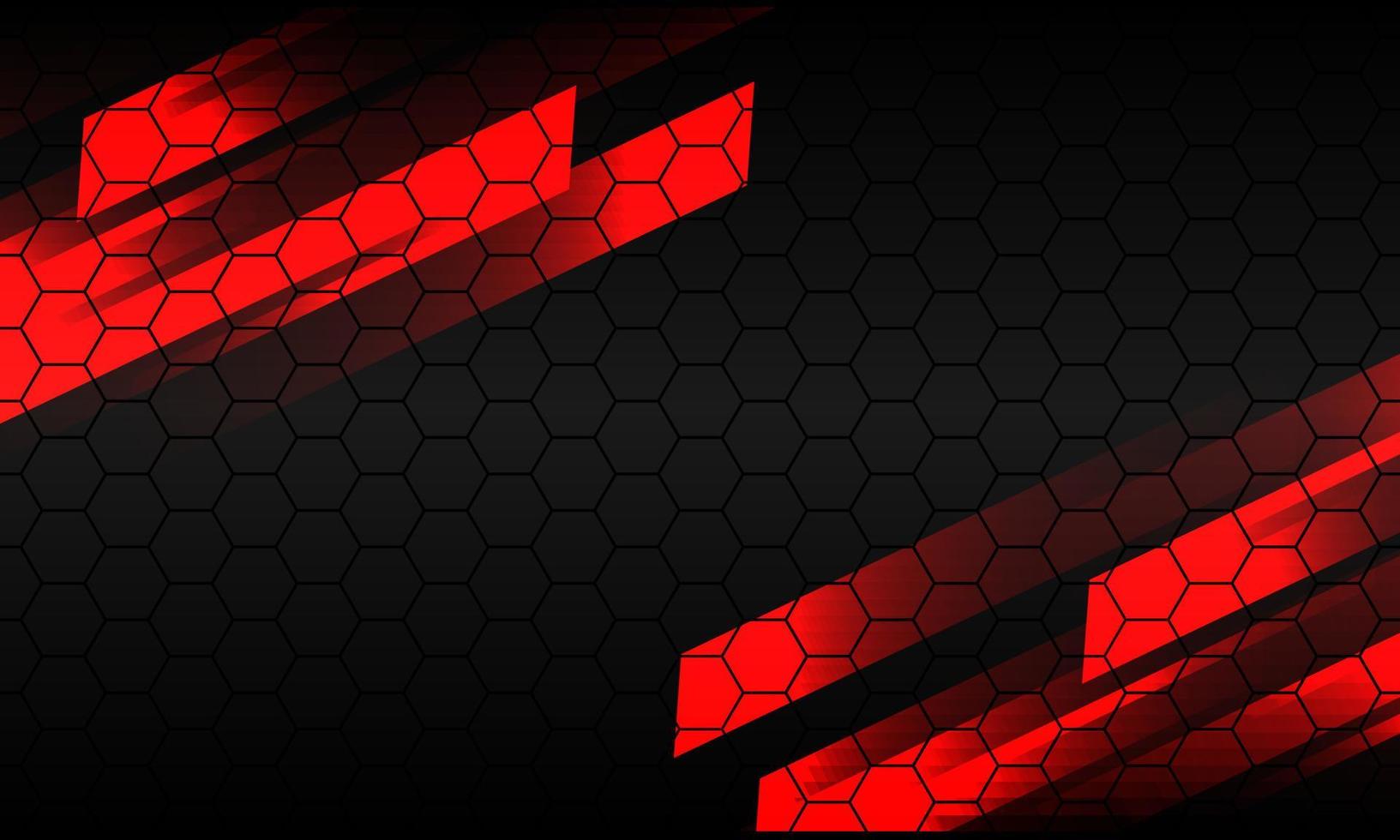 Abstract black hexagon red light slash technology futuristic geometric design modern background vector