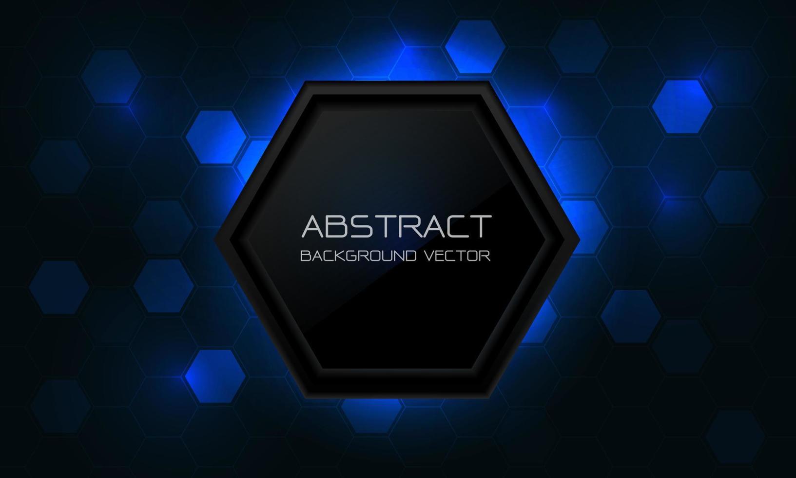 Abstract blue hexagon light black button technology futuristic geometric design modern background vector