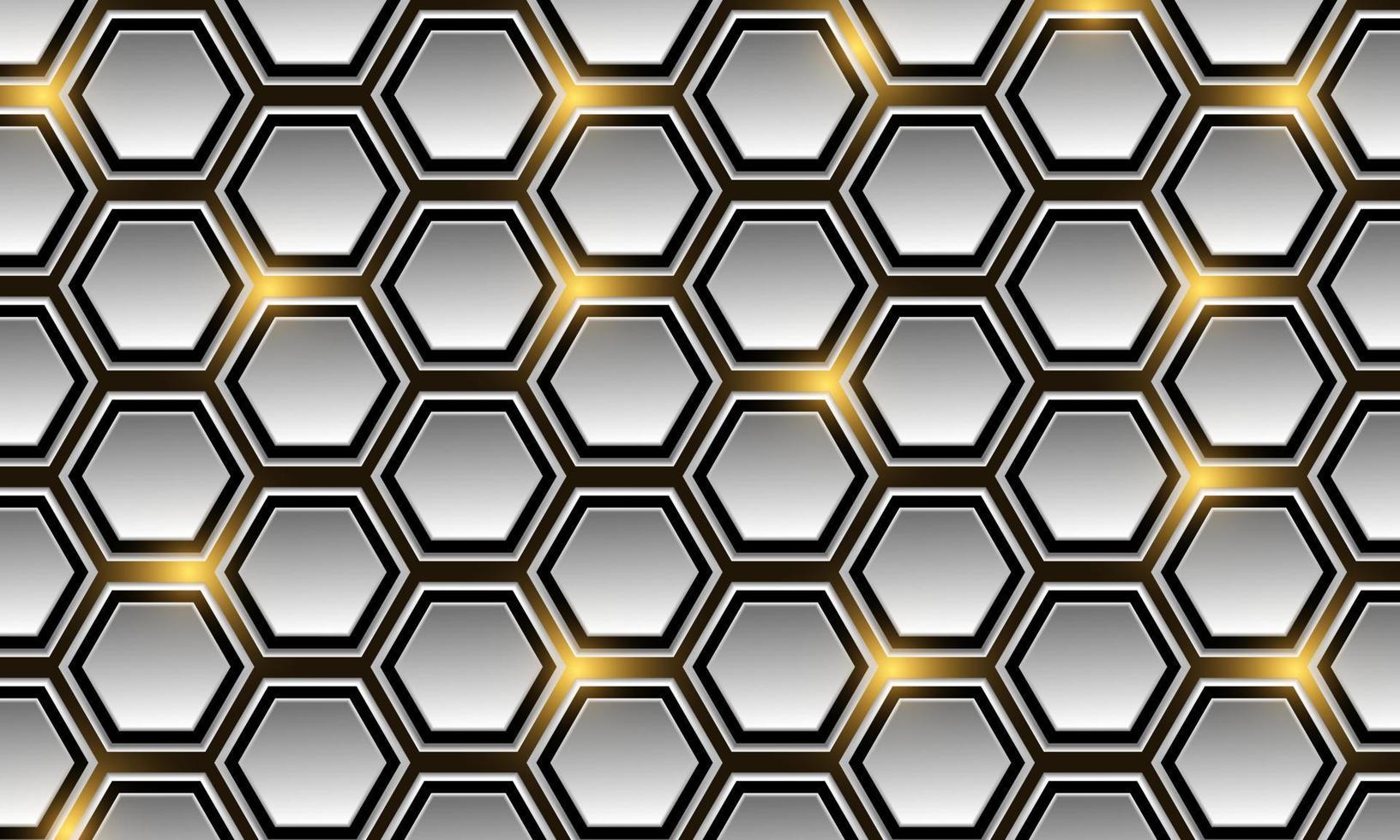Abstract white black hexagon yellow light power cyber technology futuristic geometric design modern background vector