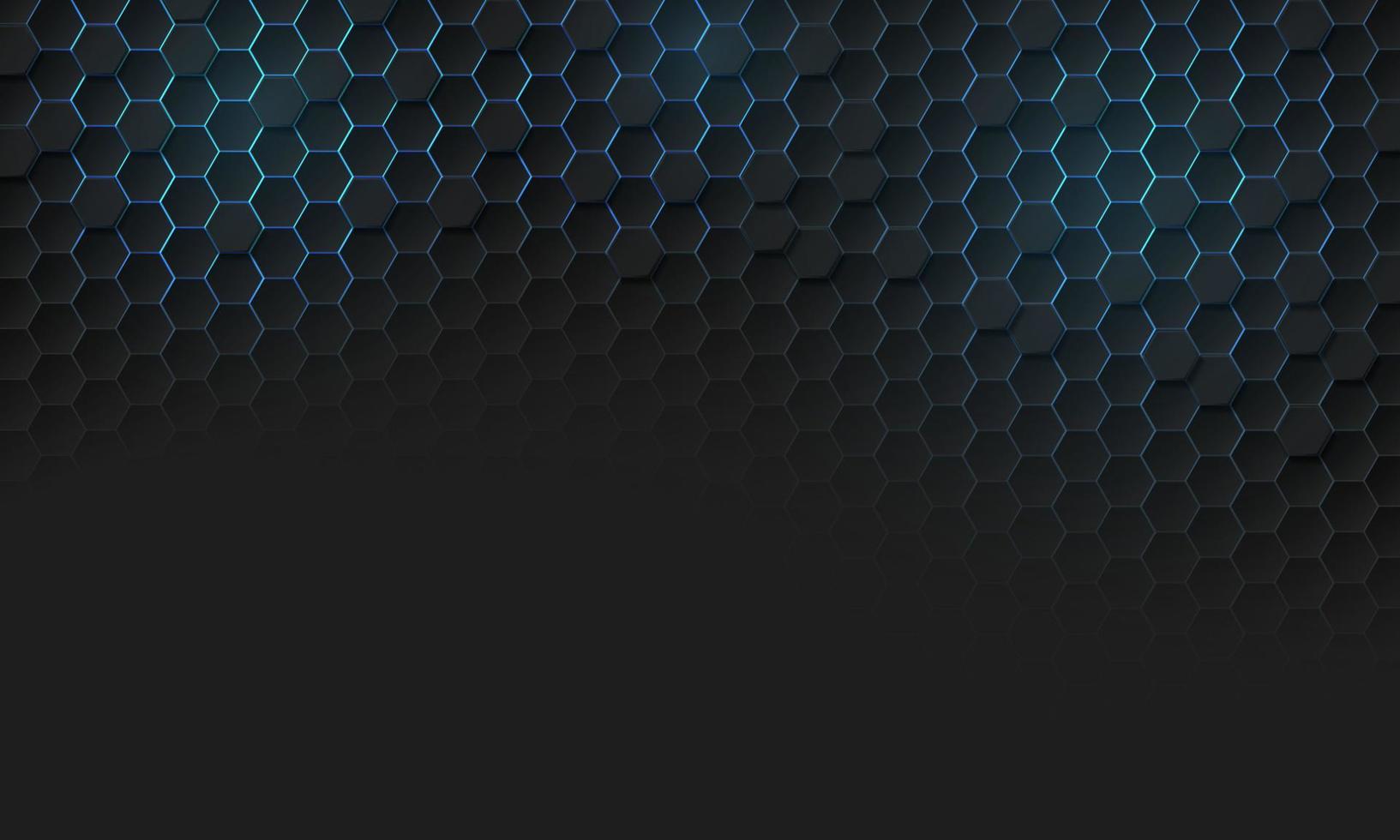Abstract blue light dark grey hexagon texture 3d geometric pattern with blank space design modern technology futuristic vector